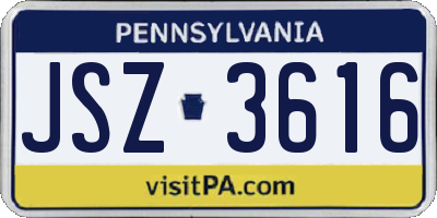 PA license plate JSZ3616