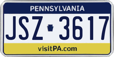 PA license plate JSZ3617