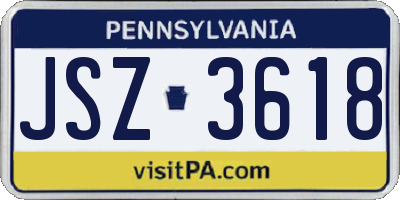 PA license plate JSZ3618