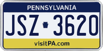 PA license plate JSZ3620