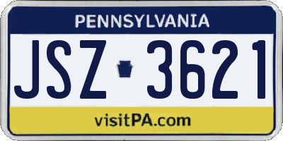 PA license plate JSZ3621