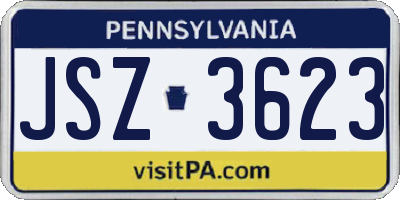 PA license plate JSZ3623