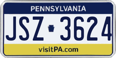 PA license plate JSZ3624