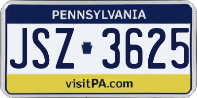 PA license plate JSZ3625