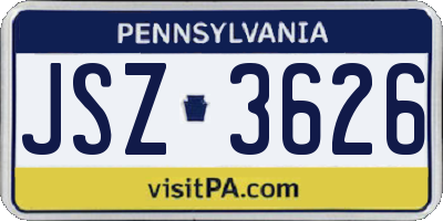 PA license plate JSZ3626
