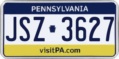 PA license plate JSZ3627