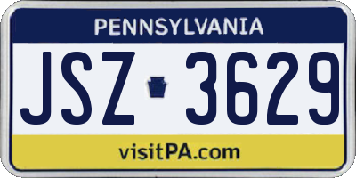 PA license plate JSZ3629