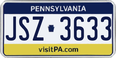 PA license plate JSZ3633