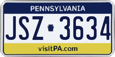 PA license plate JSZ3634