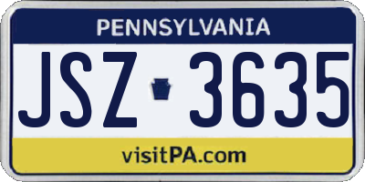 PA license plate JSZ3635