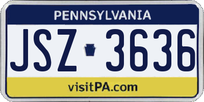 PA license plate JSZ3636