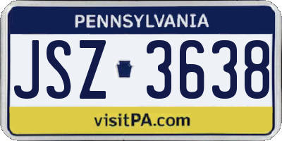 PA license plate JSZ3638