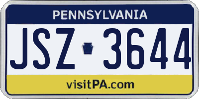 PA license plate JSZ3644