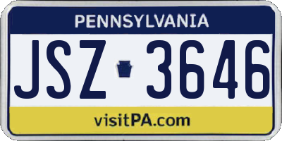 PA license plate JSZ3646