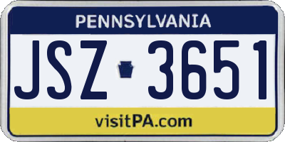PA license plate JSZ3651