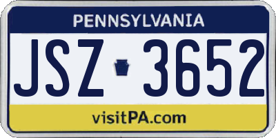 PA license plate JSZ3652