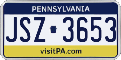 PA license plate JSZ3653