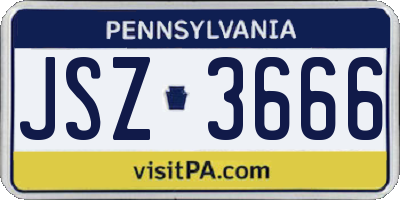 PA license plate JSZ3666