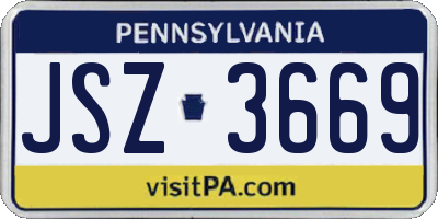 PA license plate JSZ3669