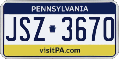 PA license plate JSZ3670