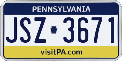 PA license plate JSZ3671