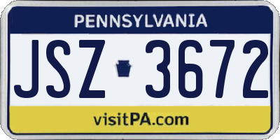 PA license plate JSZ3672