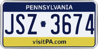 PA license plate JSZ3674