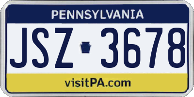 PA license plate JSZ3678