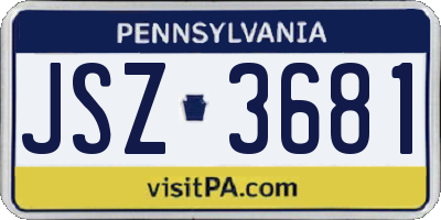 PA license plate JSZ3681