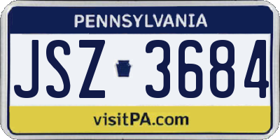 PA license plate JSZ3684