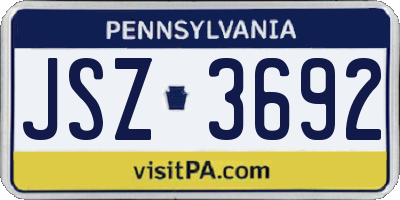 PA license plate JSZ3692