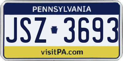 PA license plate JSZ3693