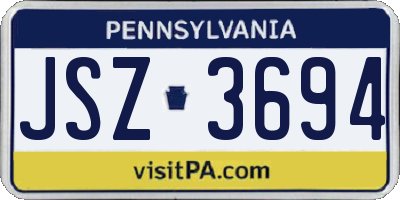 PA license plate JSZ3694