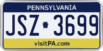 PA license plate JSZ3699