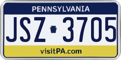 PA license plate JSZ3705