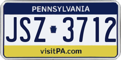 PA license plate JSZ3712