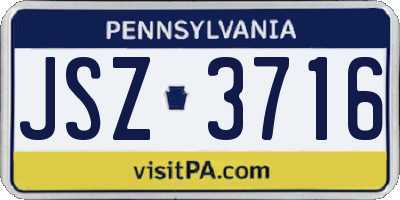 PA license plate JSZ3716