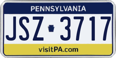PA license plate JSZ3717