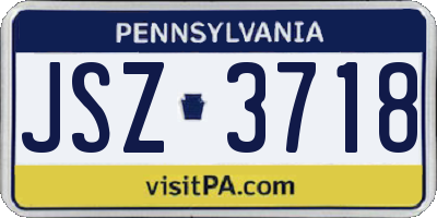 PA license plate JSZ3718
