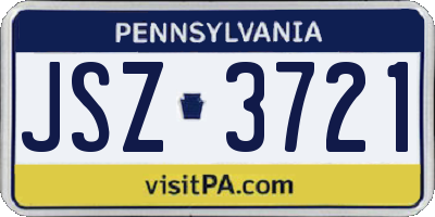PA license plate JSZ3721