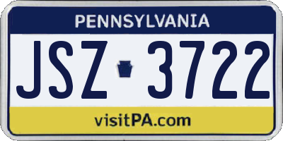 PA license plate JSZ3722