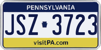 PA license plate JSZ3723