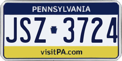 PA license plate JSZ3724