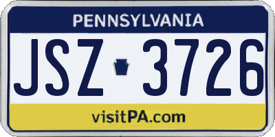 PA license plate JSZ3726