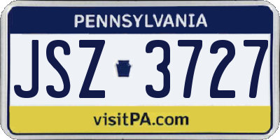 PA license plate JSZ3727