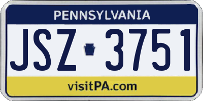 PA license plate JSZ3751