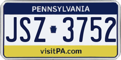 PA license plate JSZ3752