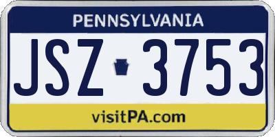 PA license plate JSZ3753