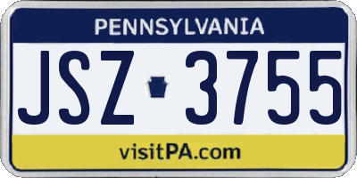 PA license plate JSZ3755