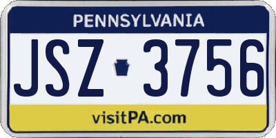 PA license plate JSZ3756